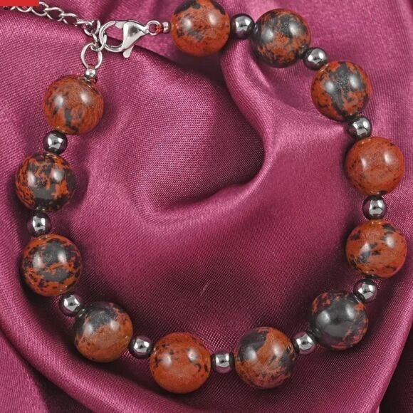 Coffee Obsidian Hematite Leaded Stone Bracelet - Picture 2 of 4